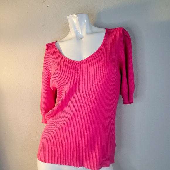 Zeagoo Hot Pink Ribbed Women's Top - Picture 1 of 5